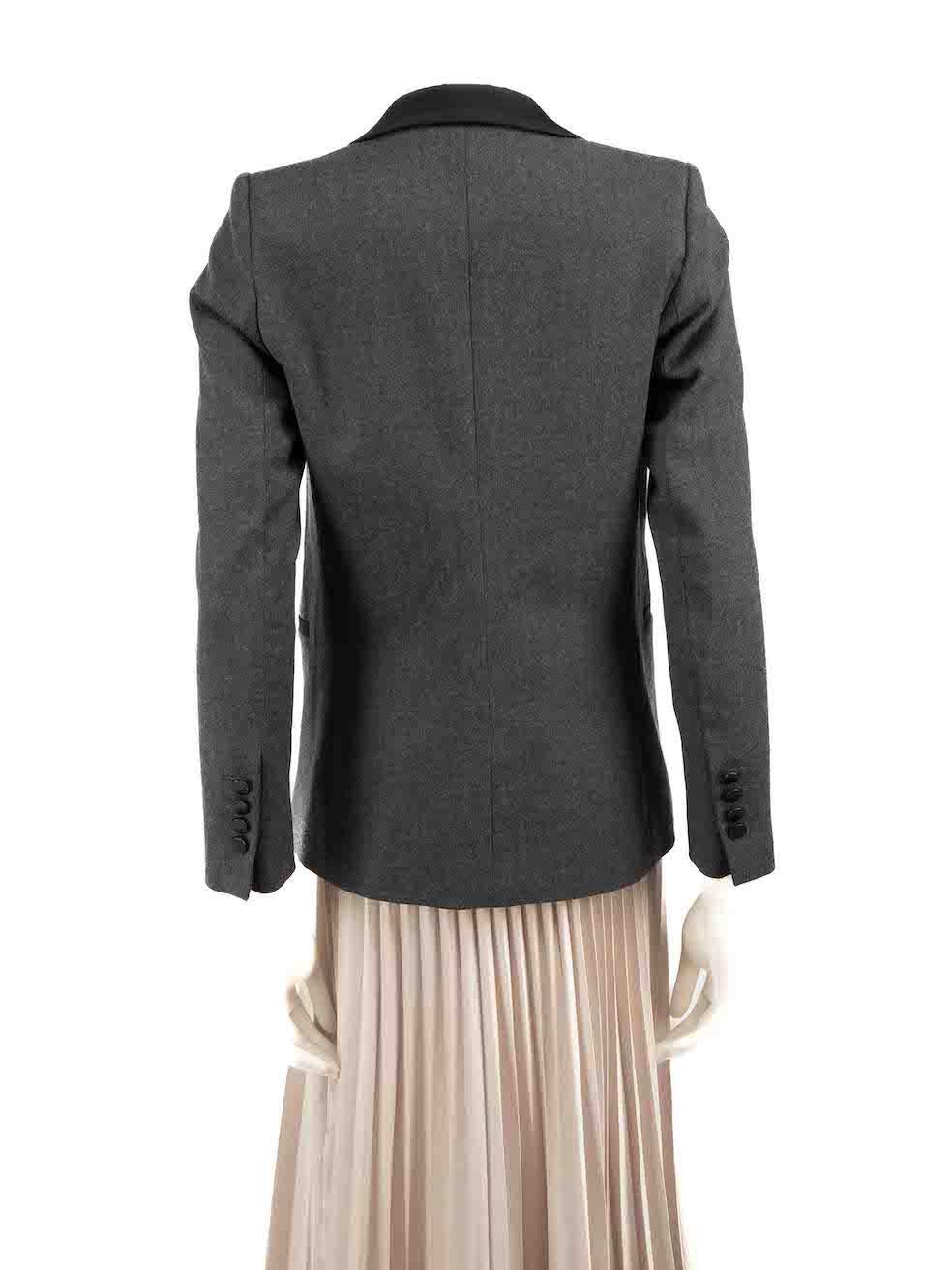 Sandro Grey Wool Tailored Blazer Jacket Size S In Excellent Condition For Sale In London, GB