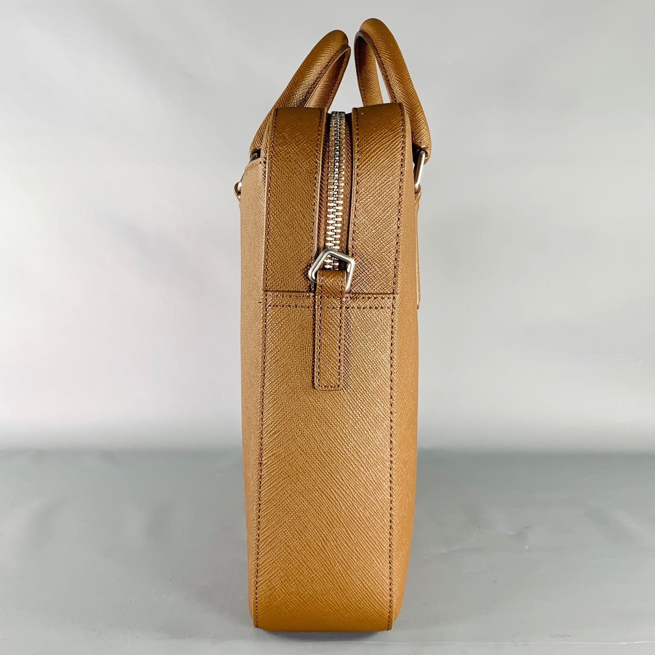 SANDRO -H19 Downtown Large- Brown Textured Leather Briefcase In Excellent Condition For Sale In San Francisco, CA