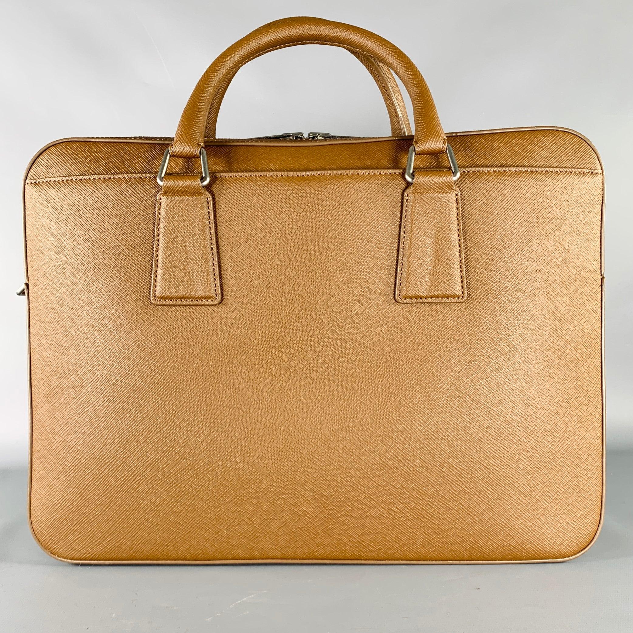 Men's SANDRO -H19 Downtown Large- Brown Textured Leather Briefcase For Sale