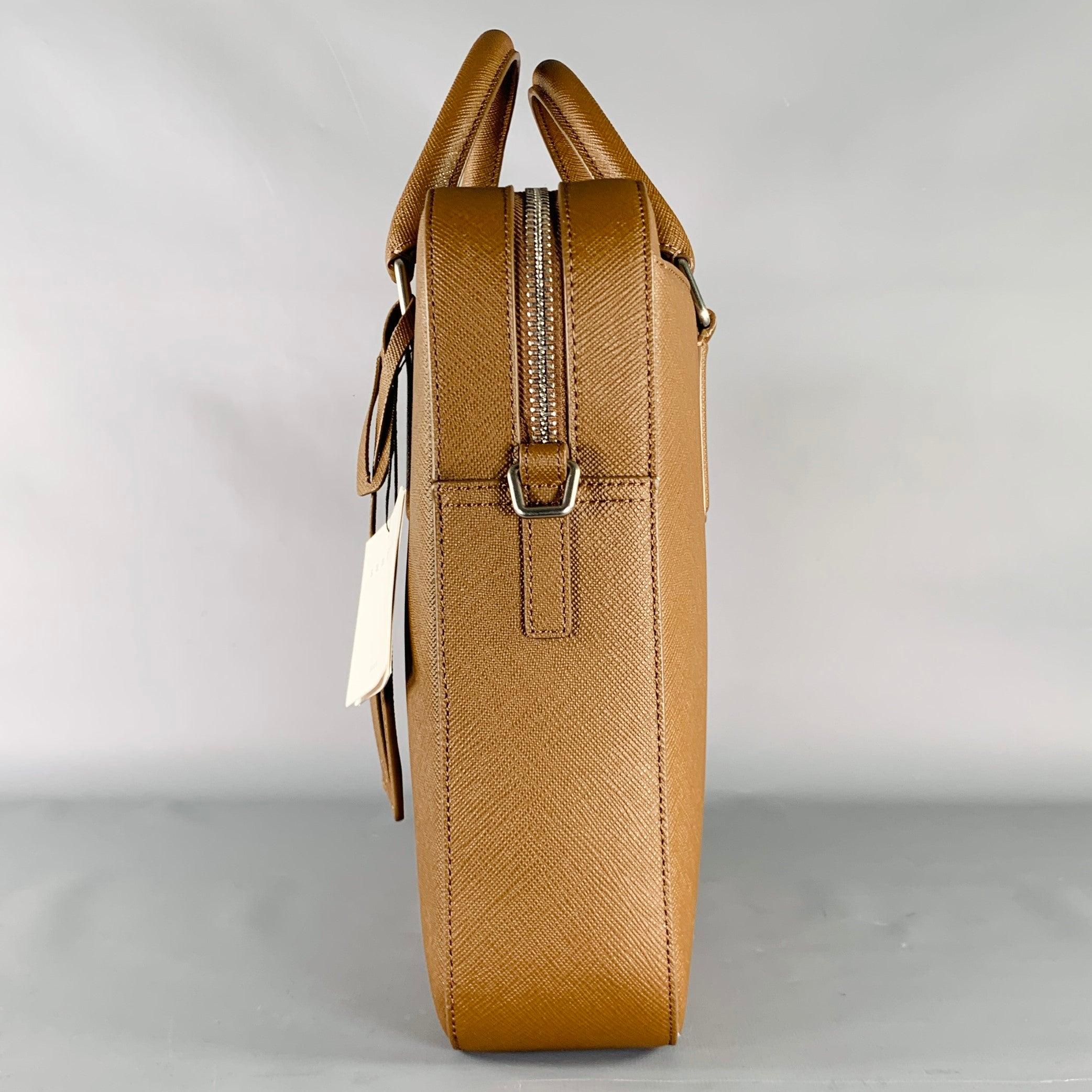 SANDRO -H19 Downtown Large- Brown Textured Leather Briefcase For Sale 1