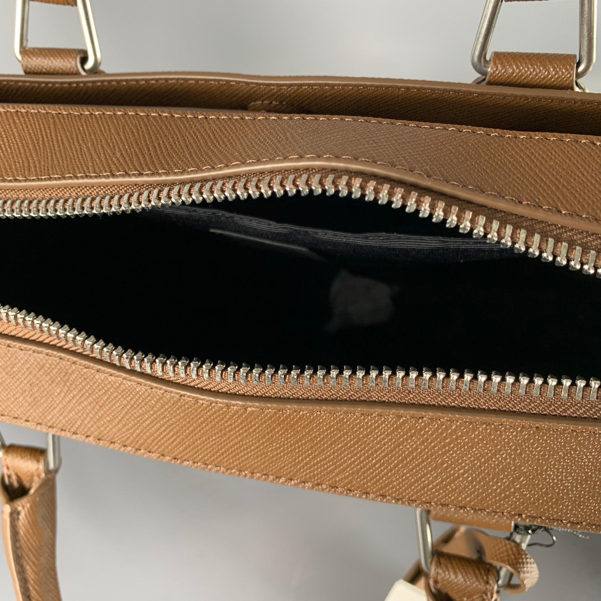 SANDRO -H19 Downtown Large- Brown Textured Leather Briefcase For Sale 2
