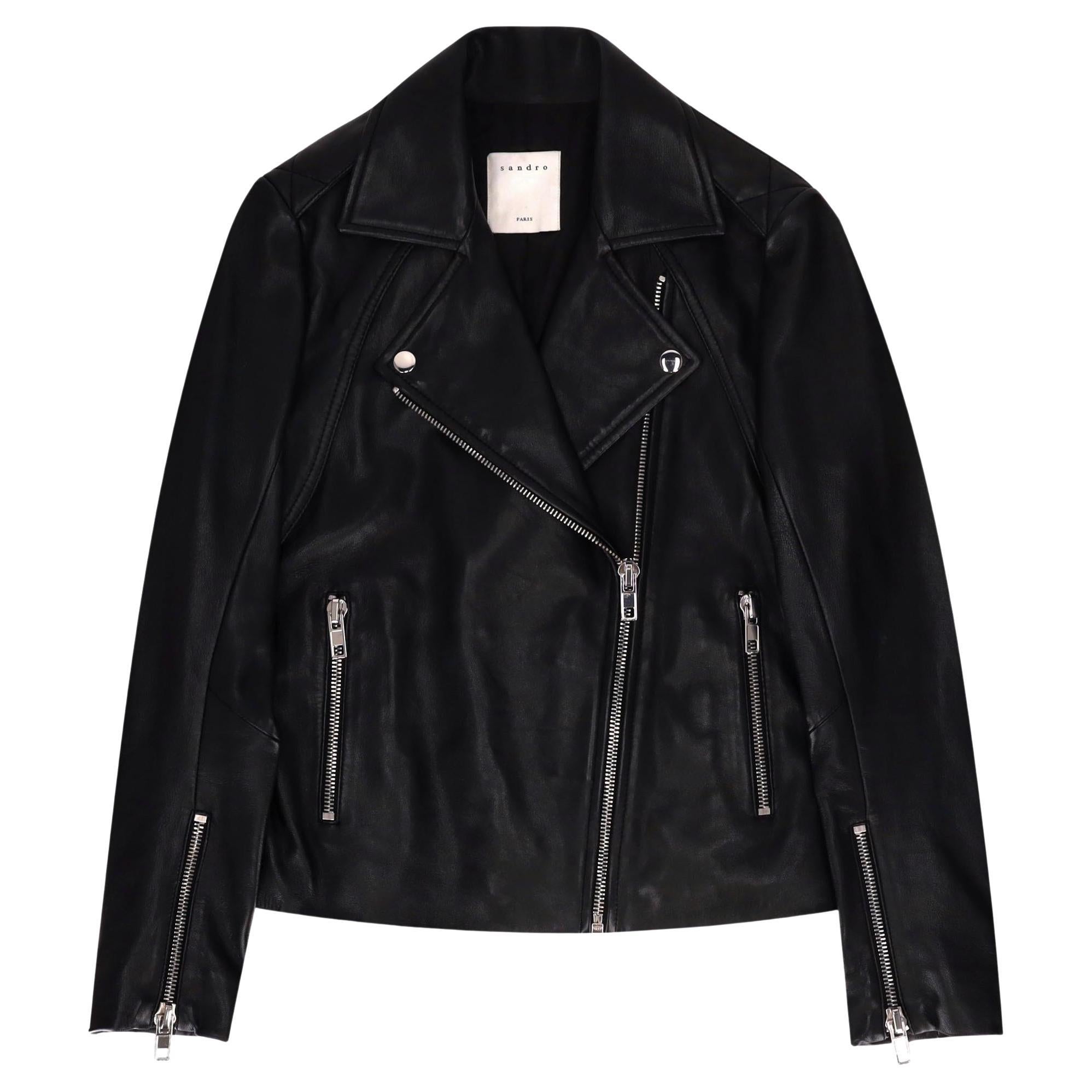 Sandro Lambskin Biker Jacket
