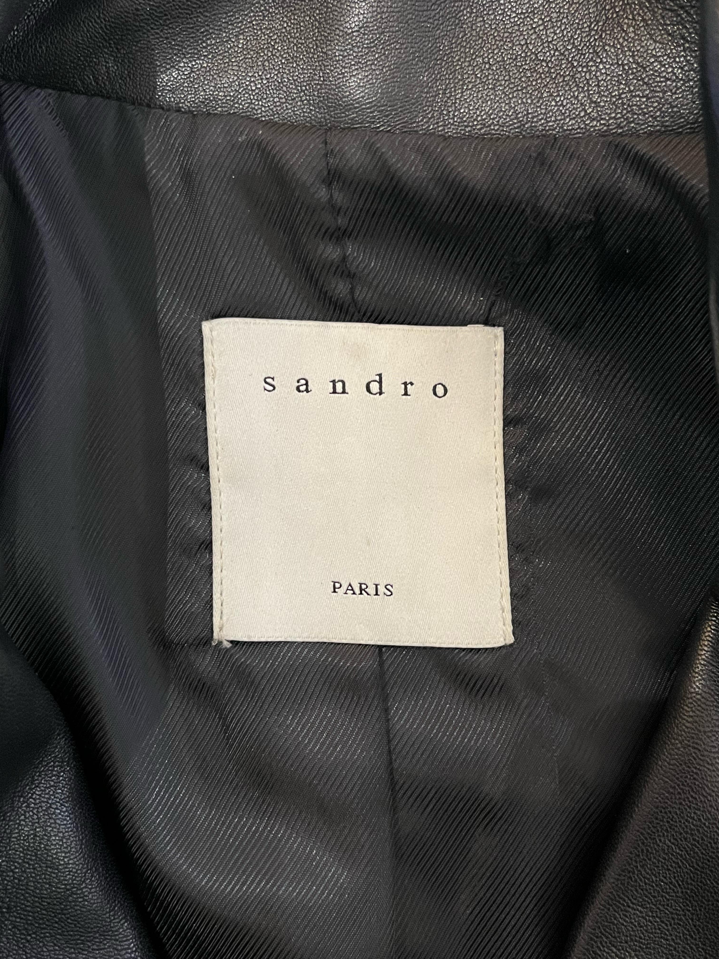 Sandro - Veste de motard en cuir en vente 2