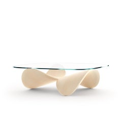 Sandro Lopez's Sculptural Coffee Table in Bent Solid Wood, Natural Ash, Italy