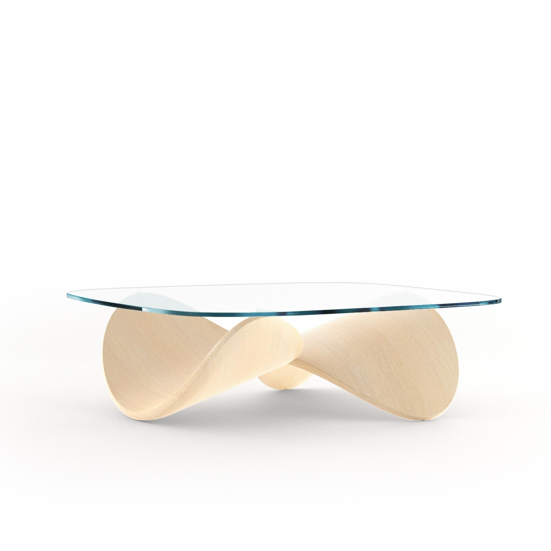 Italian Sandro Lopez's Sculptural Coffee Table in Bent Solid Wood, Natural Ash, Italy For Sale