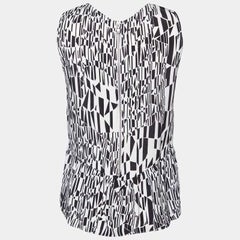 Sandro Monochrome Printed Sateen Peplum Top S