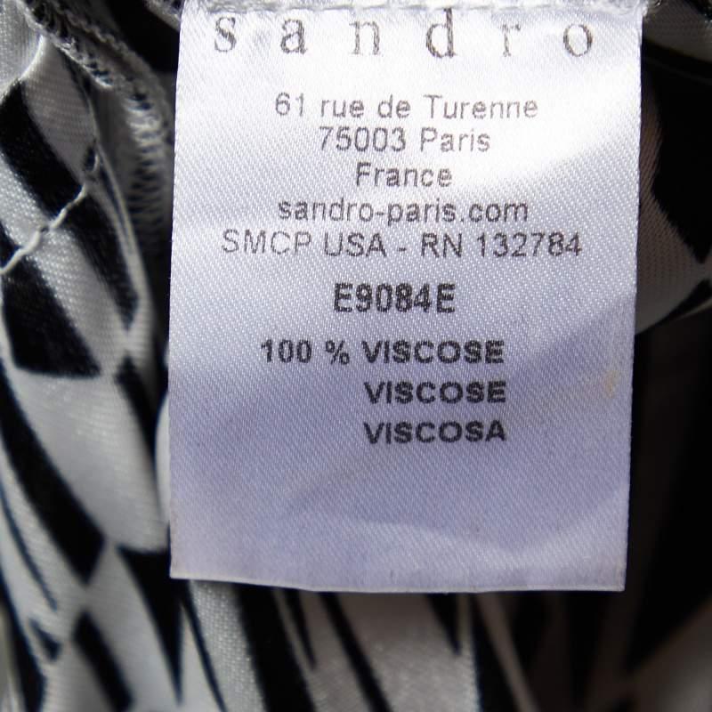 Women's Sandro Monochrome Printed Sateen Peplum Top S For Sale