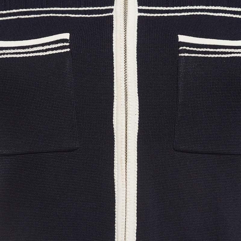 Sandro Navy Blue Aliette Knit Mini Dress S In Good Condition In Dubai, Al Qouz 2