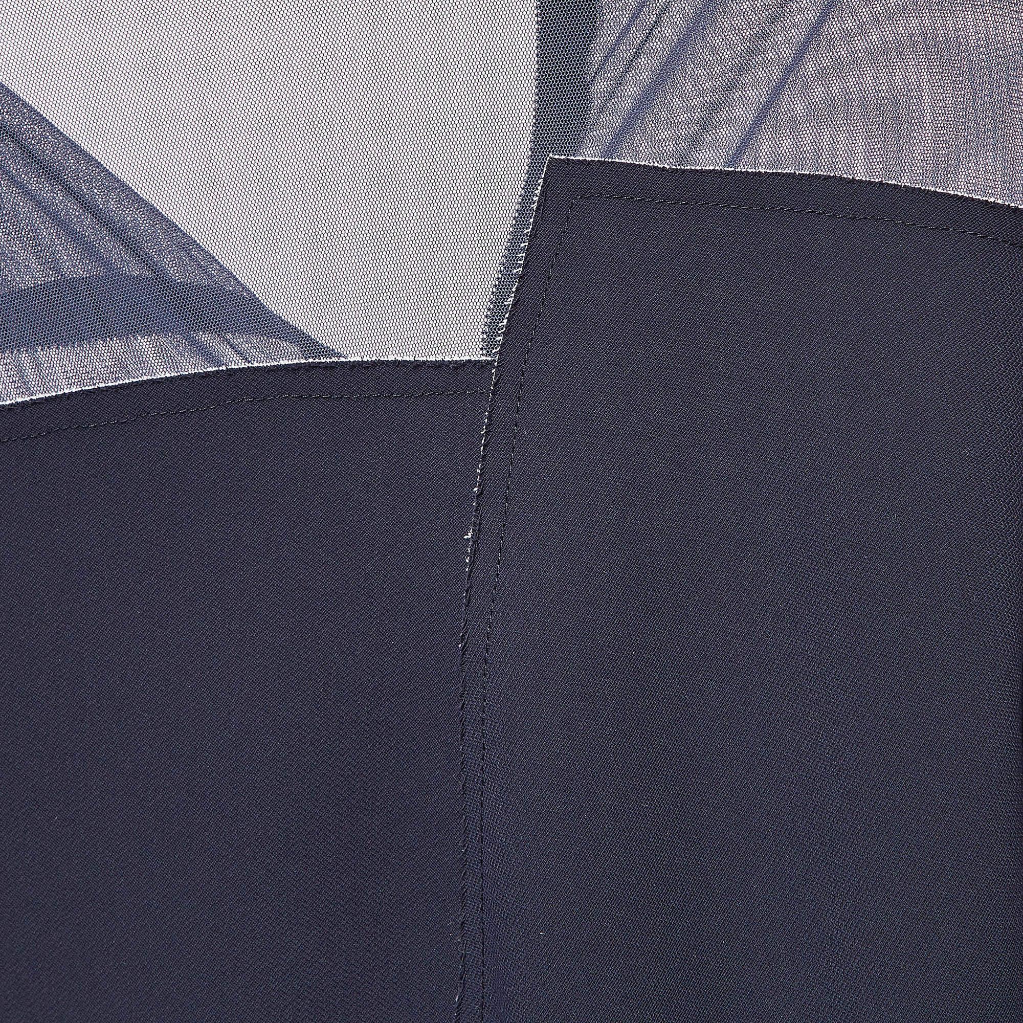 Sandro Navy Blue Crepe Sleeveless Sheath Dress S In Good Condition For Sale In Dubai, Al Qouz 2
