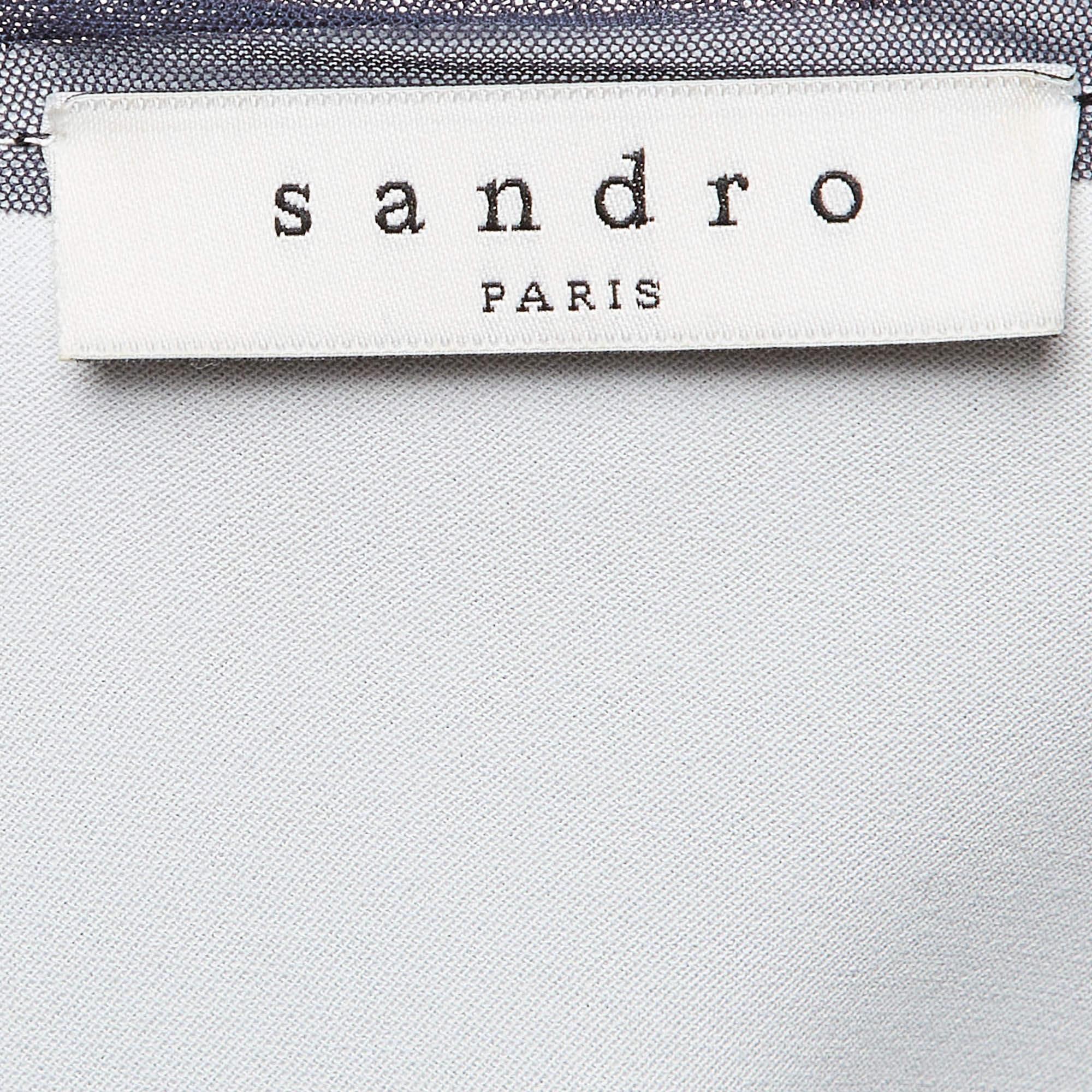 Women's Sandro Navy Blue Crepe Sleeveless Sheath Dress S For Sale