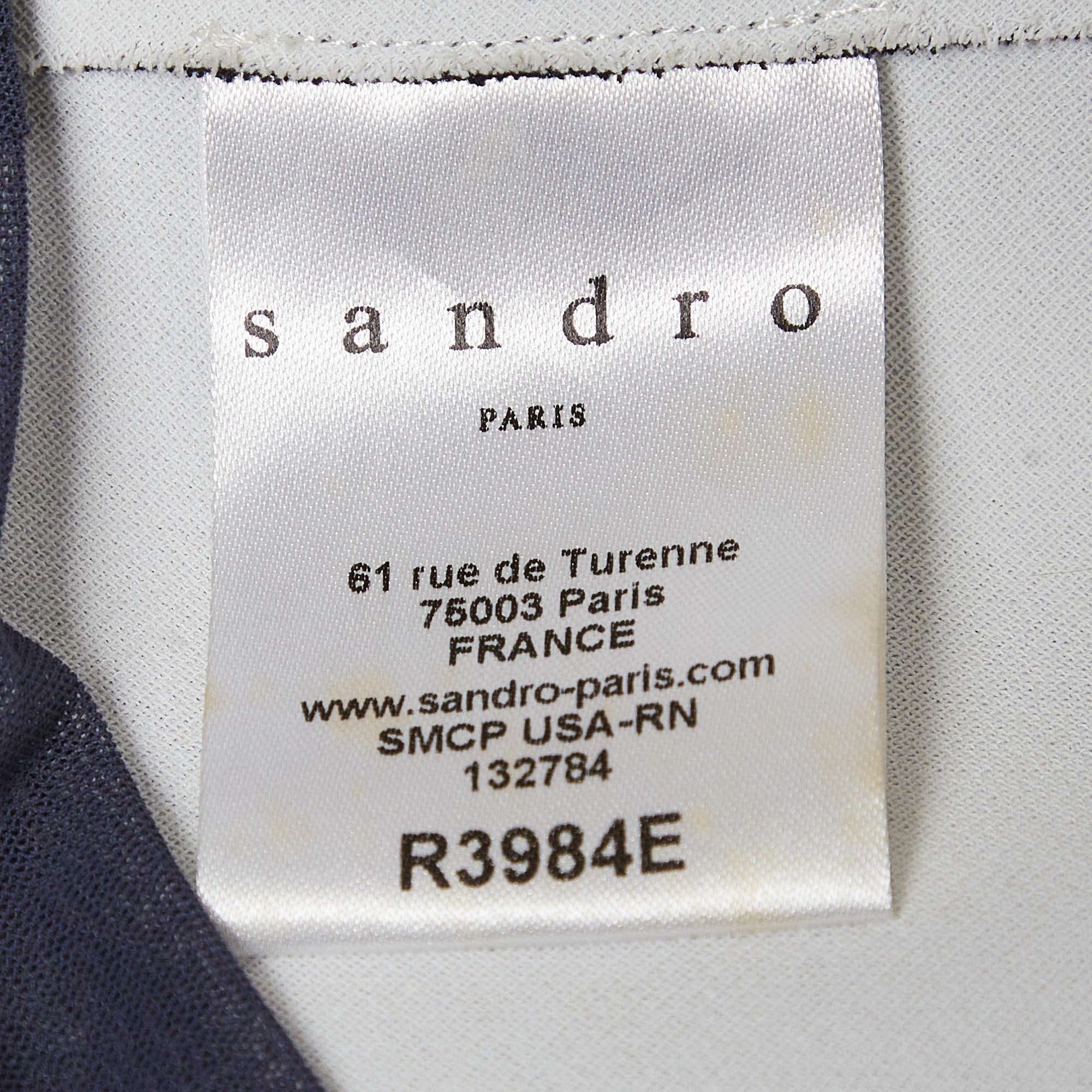 Sandro Navy Blue Crepe Sleeveless Sheath Dress S For Sale 1