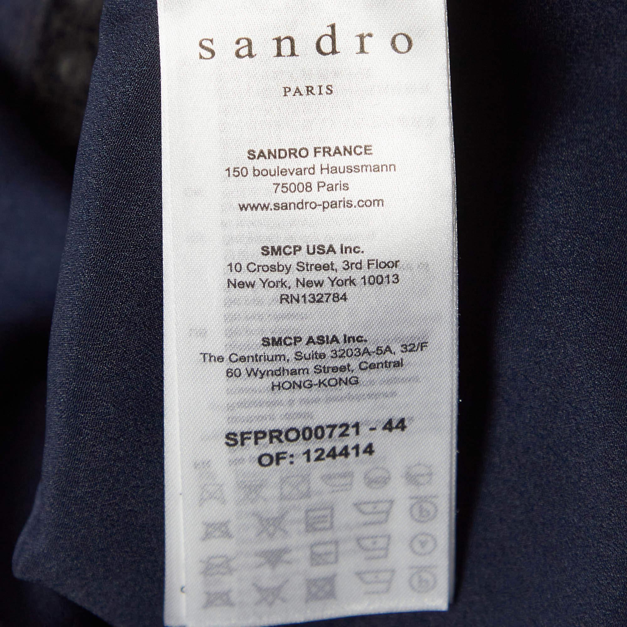 Sandro Navy Blue Emeline Lace Midi Dress S For Sale 1