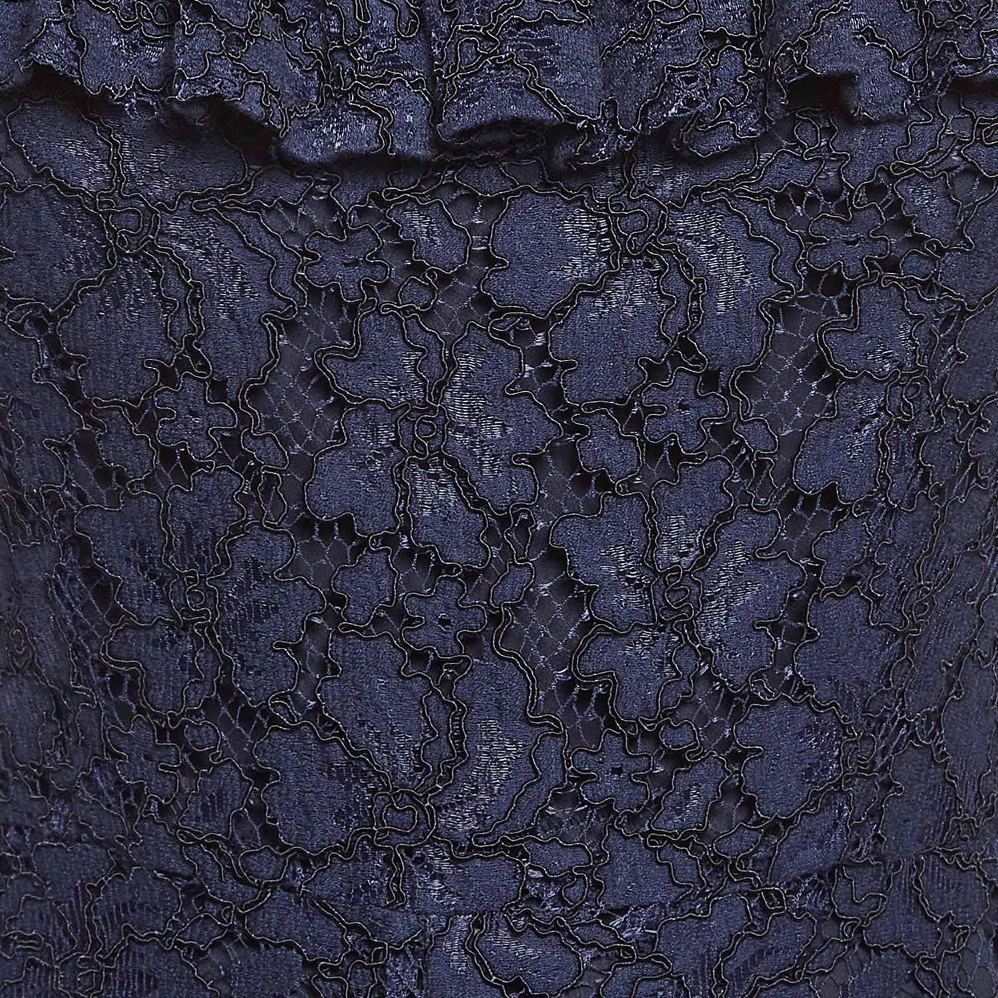 Black Sandro Navy Blue Lace Mini Scallop Hem Jumpsuit S For Sale