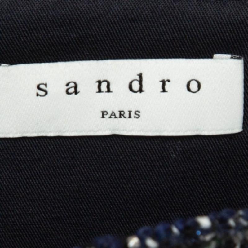 Sandro Minigonna in tweed blu navy M. in vendita 2