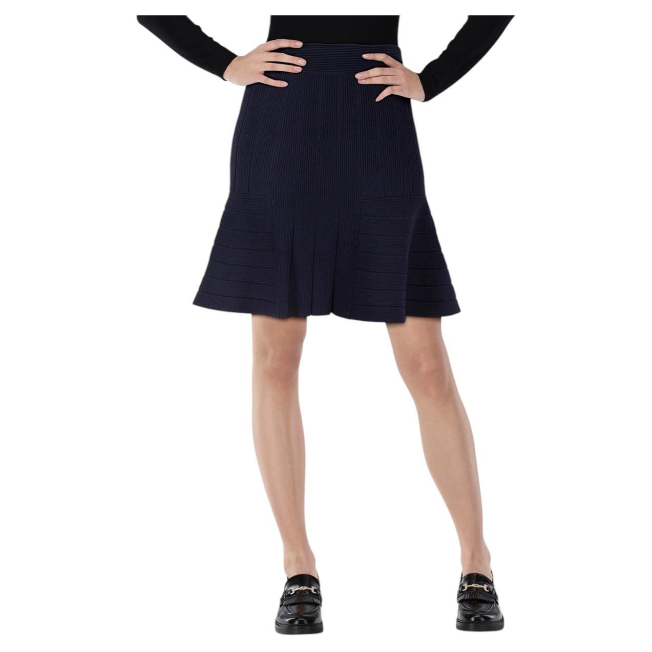 Sandro Navy Knit Flared Mini Skirt Size L