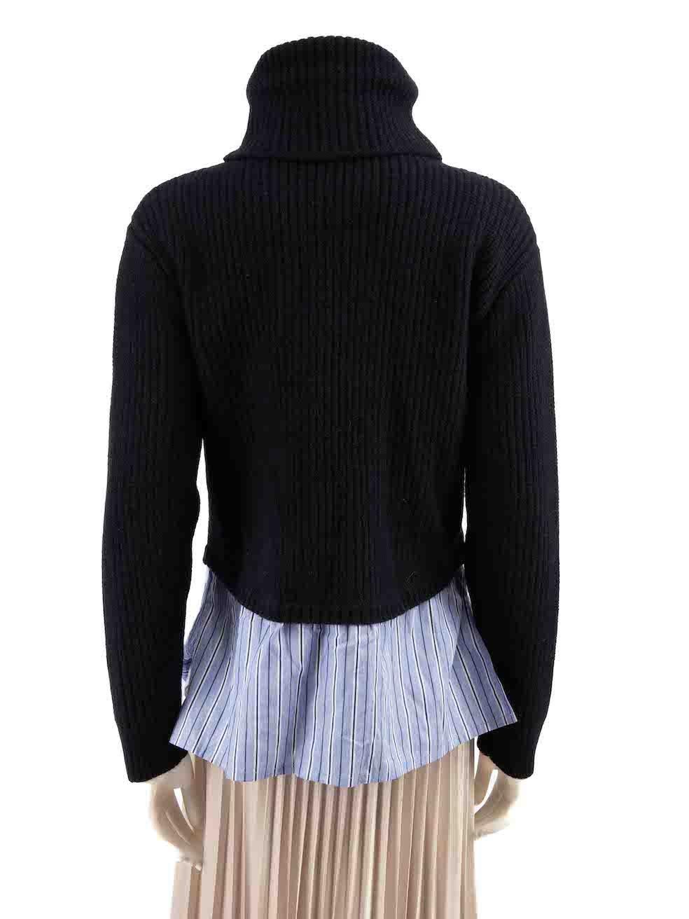 Sandro Navy Knitted Layered Jumper Size S In Good Condition For Sale In London, GB