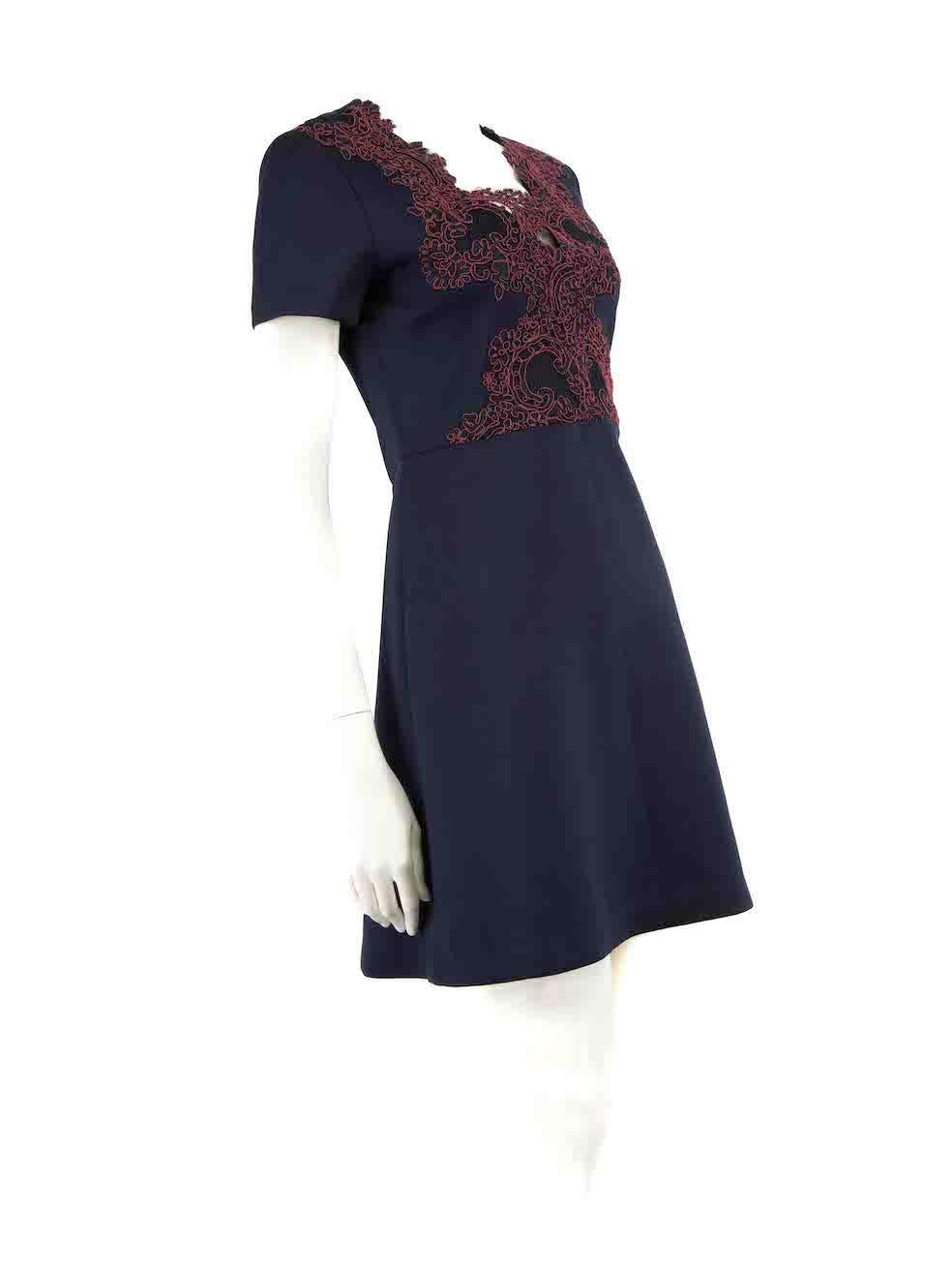 CONDITION is Very good. Hardly any visible wear to dress is evident on this used Sandro designer resale item.
 
 
 
 Details
 
 
 Navy
 
 Polyester
 
 Mini dress
 
 V neckline
 
 Lace detail on neckline
 
 Back zip closure
 
 
 
 
 
 Made in Turkey
