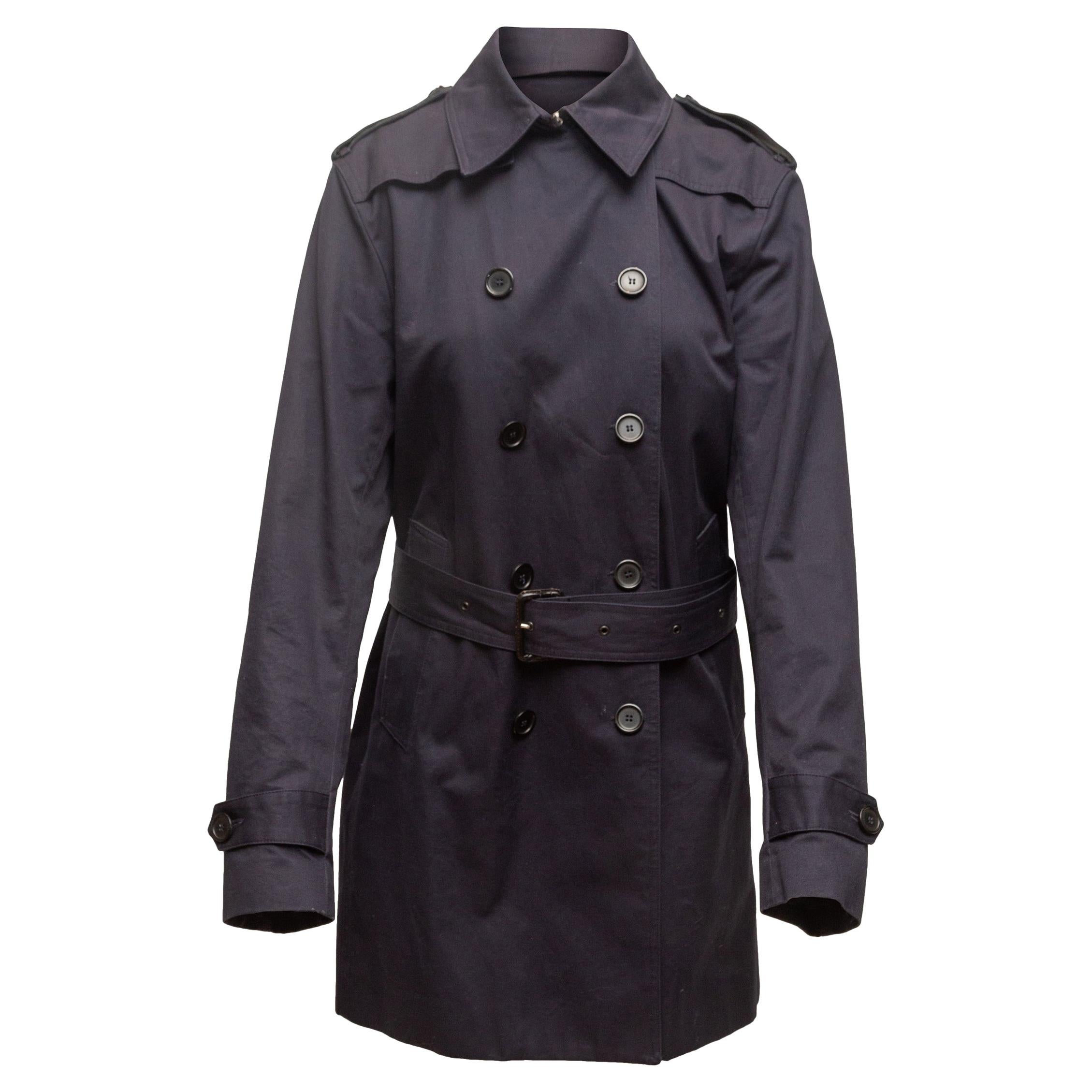 Sandro Navy Long Trench Coat