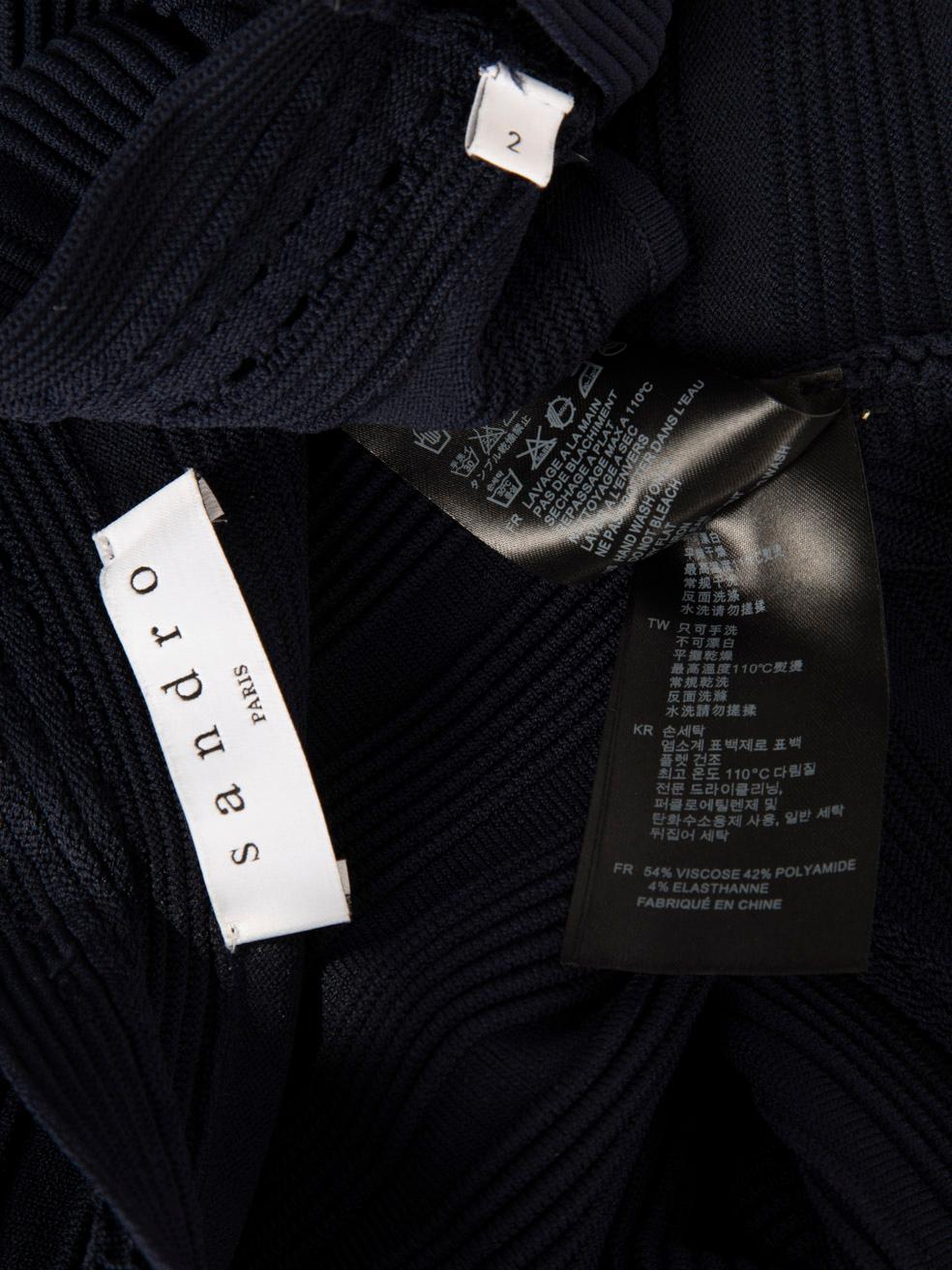 Sandro, mini-robe stretch côtelée bleu marine, taille M Bon état - En vente à London, GB