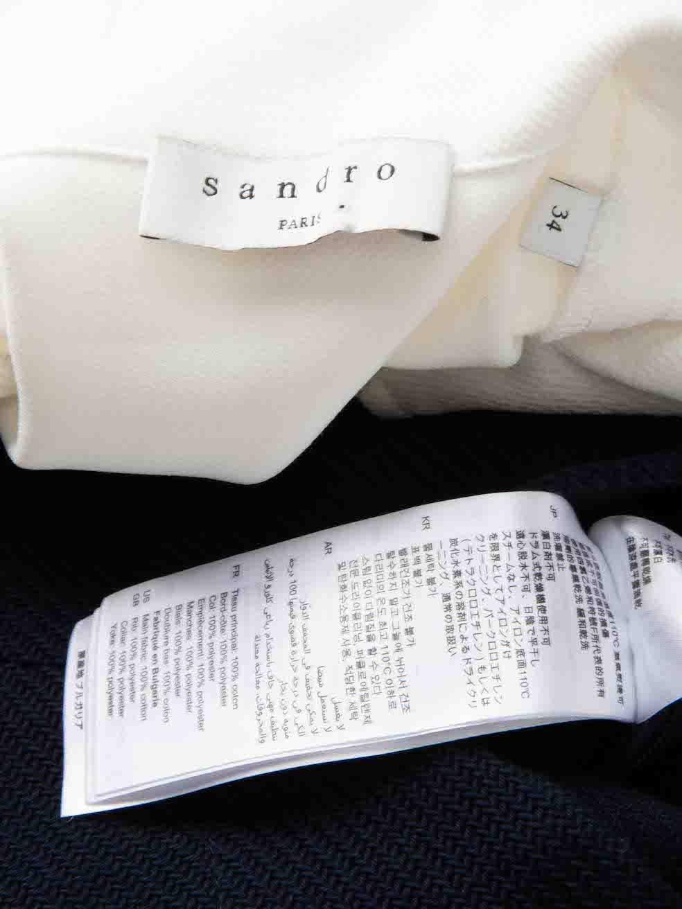 Women's Sandro Navy Ruffle Neck Zip Front Mini Dress Size XS For Sale