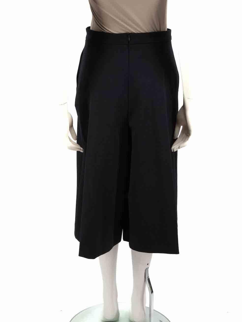 Sandro Navy Wool Gold Buckle Detail Long Shorts Size S In Excellent Condition In London, GB