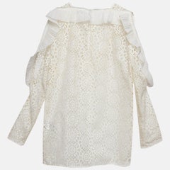 Sandro Off-White Lace Full Sleeve Ruffled Top M