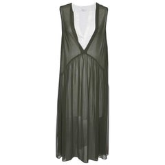 Sandro Olive Green Chiffon Riham Overlay Dress M
