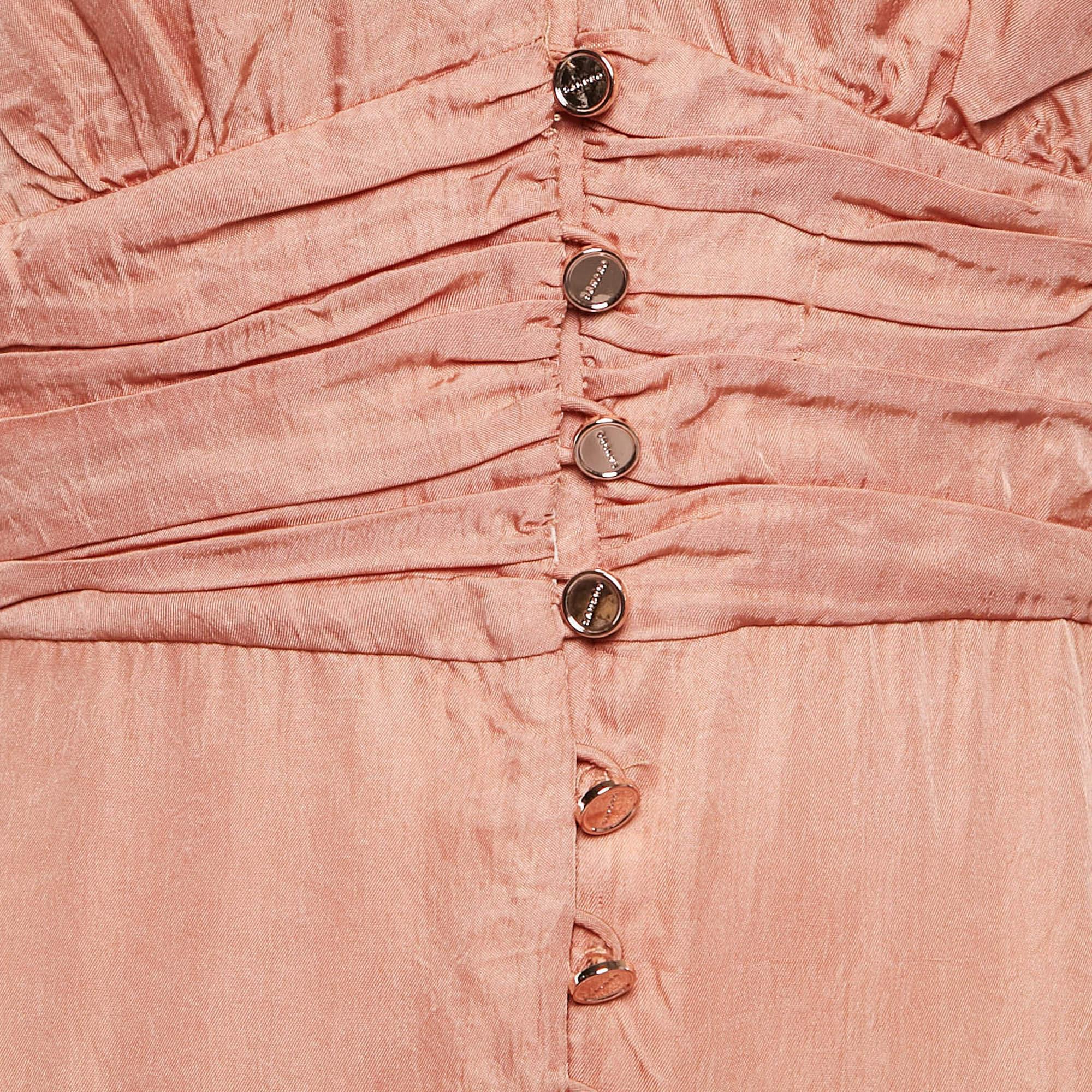 Beige Sandro Orange Crepe Tiered Mini Dress S For Sale
