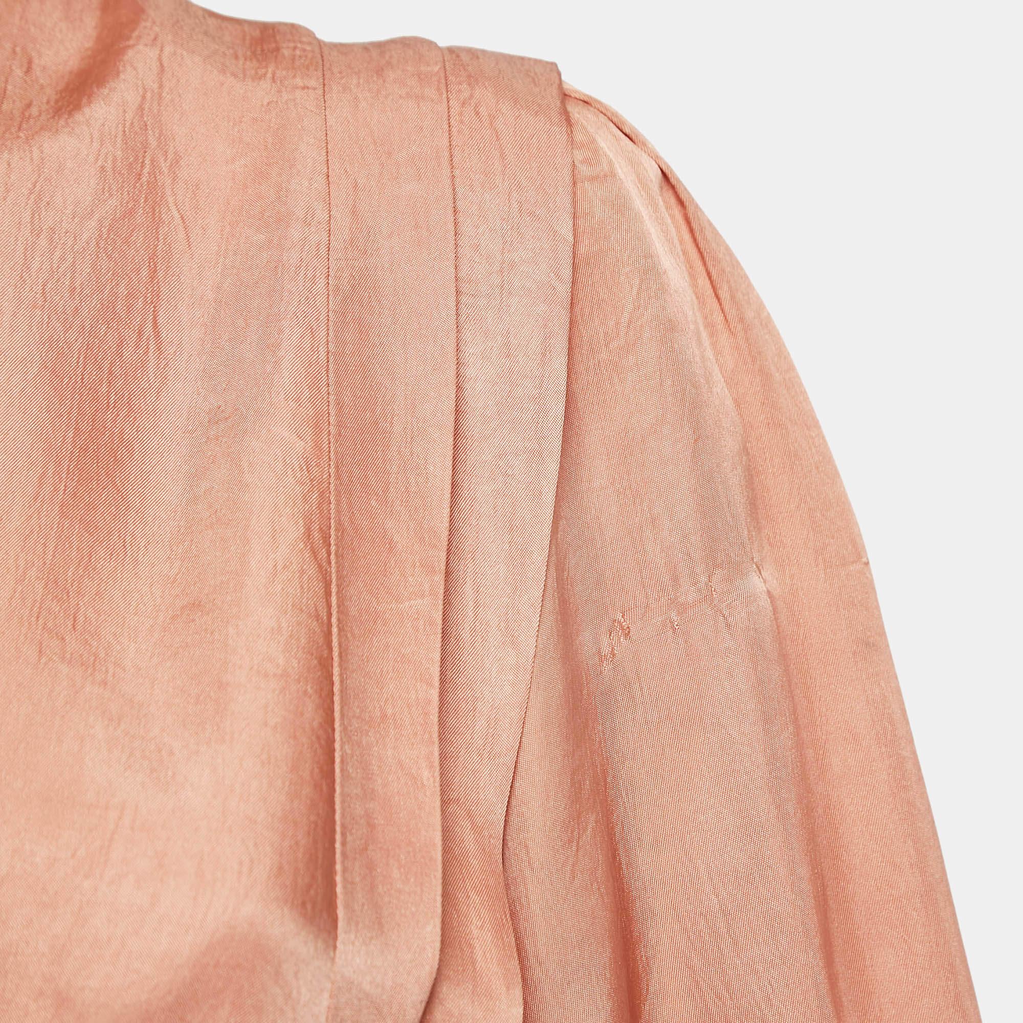 Sandro Orange Crepe Tiered Mini Dress S In Good Condition For Sale In Dubai, Al Qouz 2