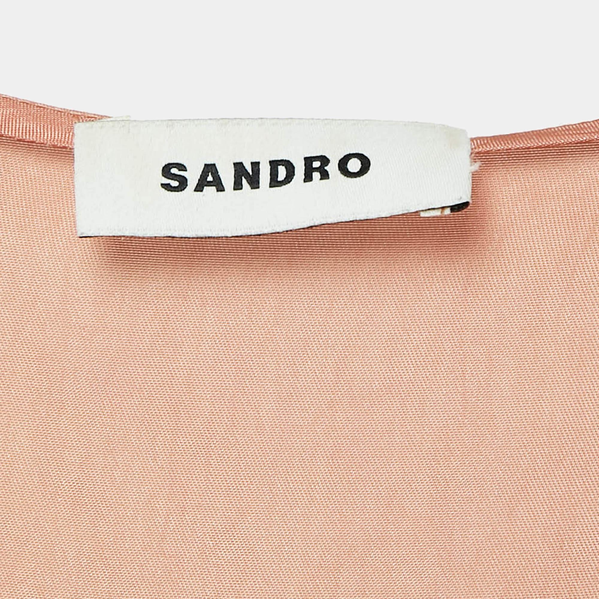Sandro Orange Crepe Tiered Mini Dress S For Sale 1