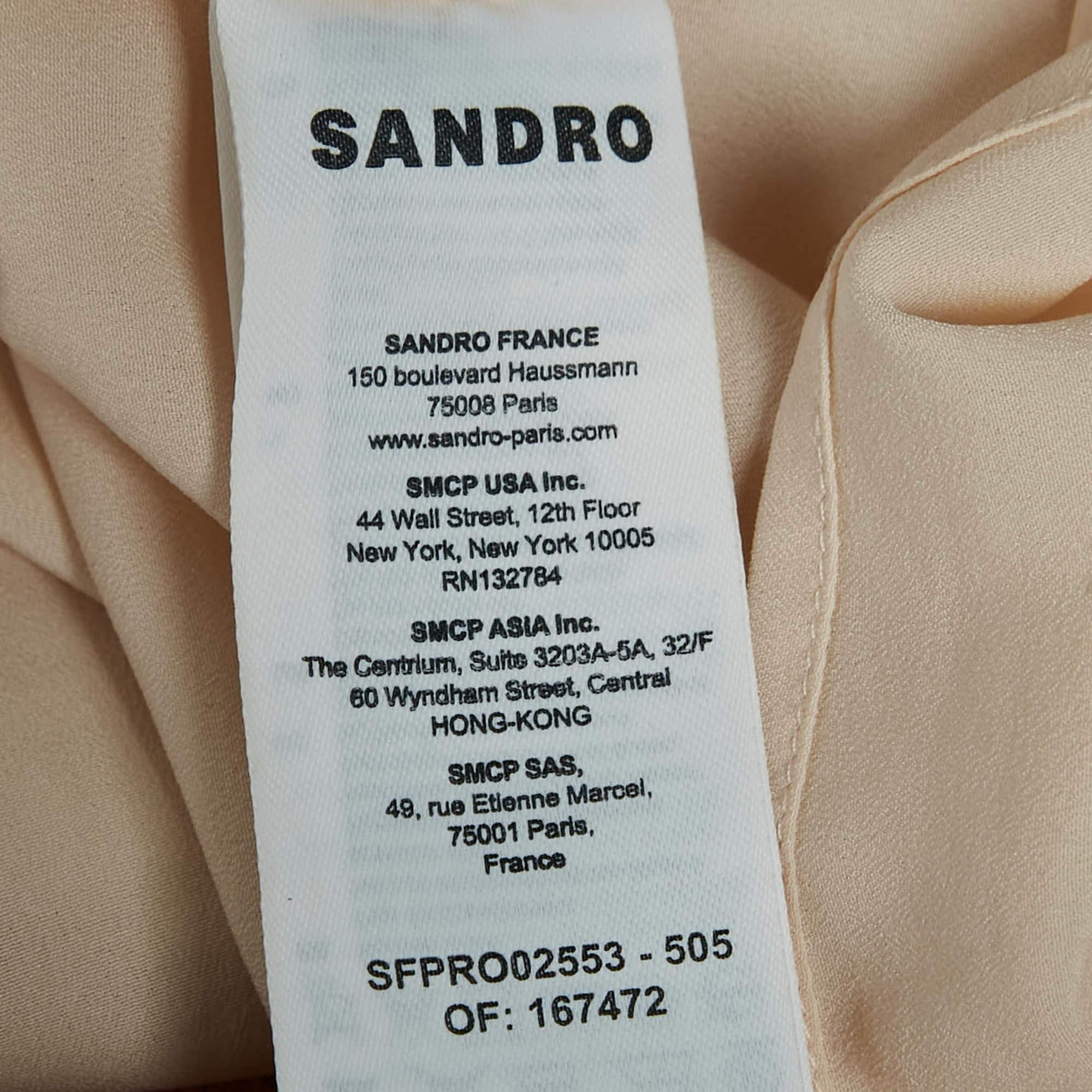 Sandro Orange Crepe Tiered Mini Dress S For Sale 2