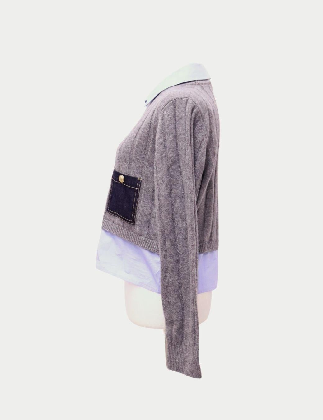 Gris Sandro Paris Pull côtelé gris - EU 38 en vente