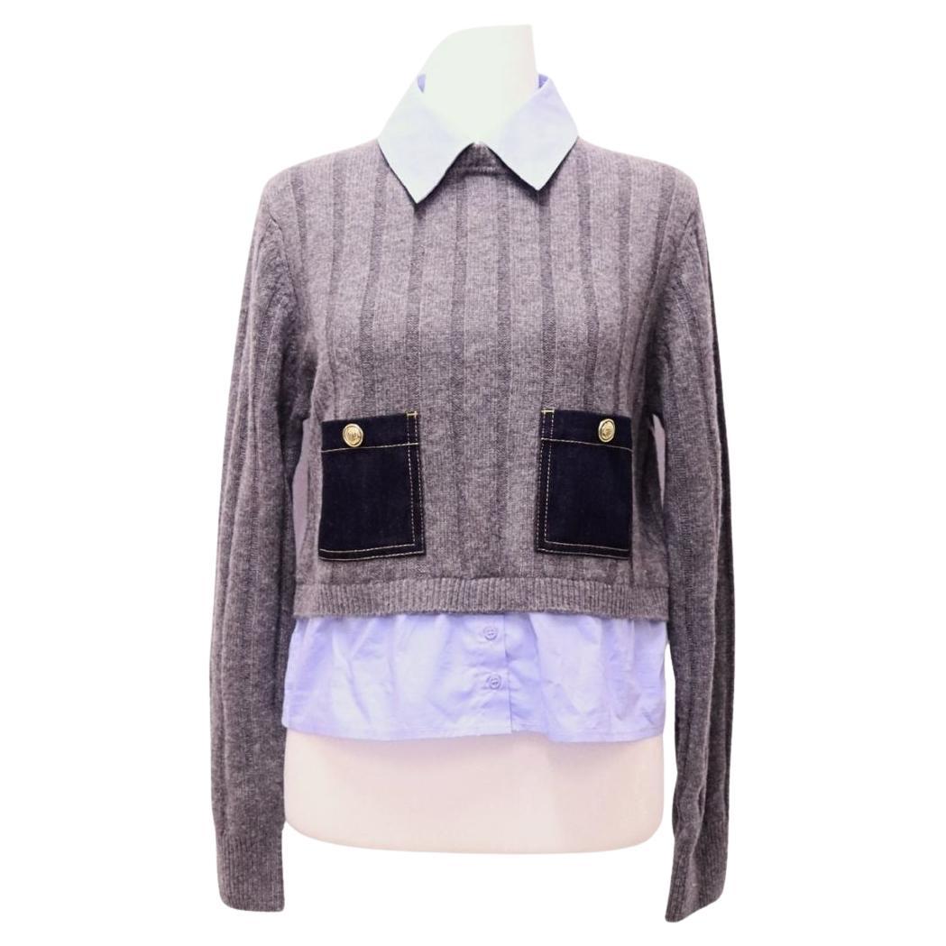 Sandro Paris Grey Ribbed Sweater - EU 38