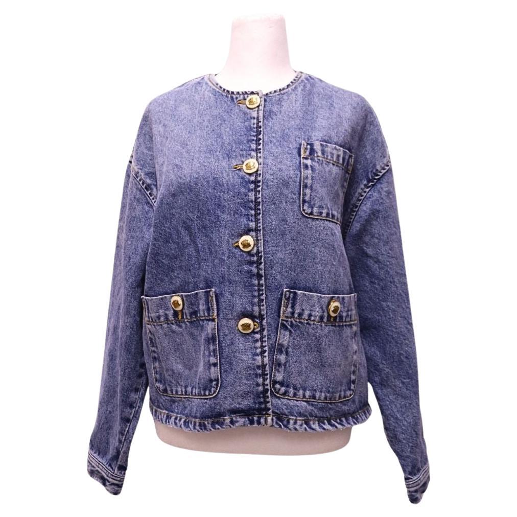 Sandro Paris Vintage-Inspired Denim Jacket with Gold Buttons - EU 38