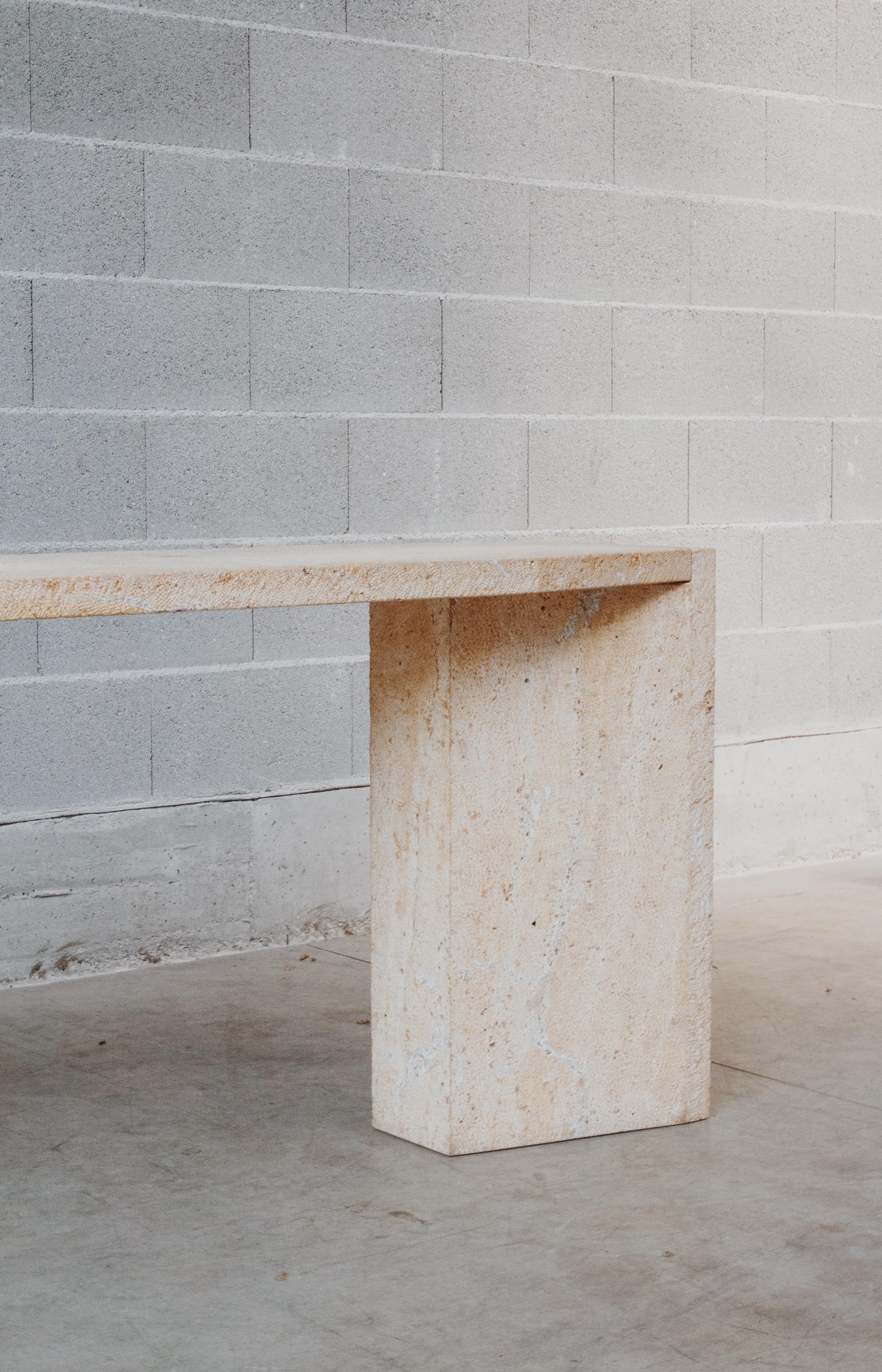 Italian Sandro Petti Console in Persian Travertine, 1970s