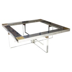 Sandro Petti für Angelo Metal Art, Couchtisch aus Chromglas und Lucite