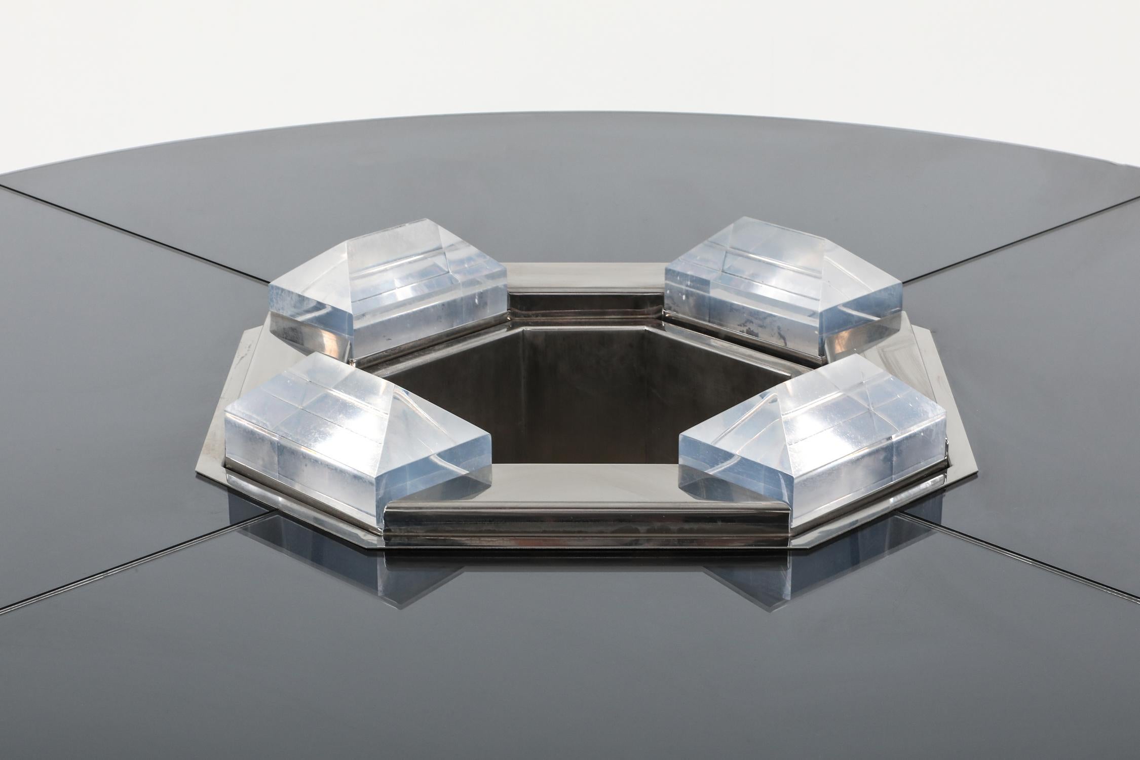 Sandro Petti for Maison Jansen Chrome and Brass Round Dining Table 1