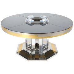 Sandro Petti for Maison Jansen Chrome and Brass Round Dining Table