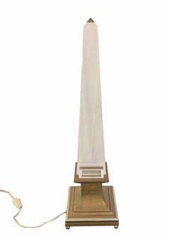 Sandro Petti for Maison Jansen Lucite Obelisk Table Lamp, France, 1970s
