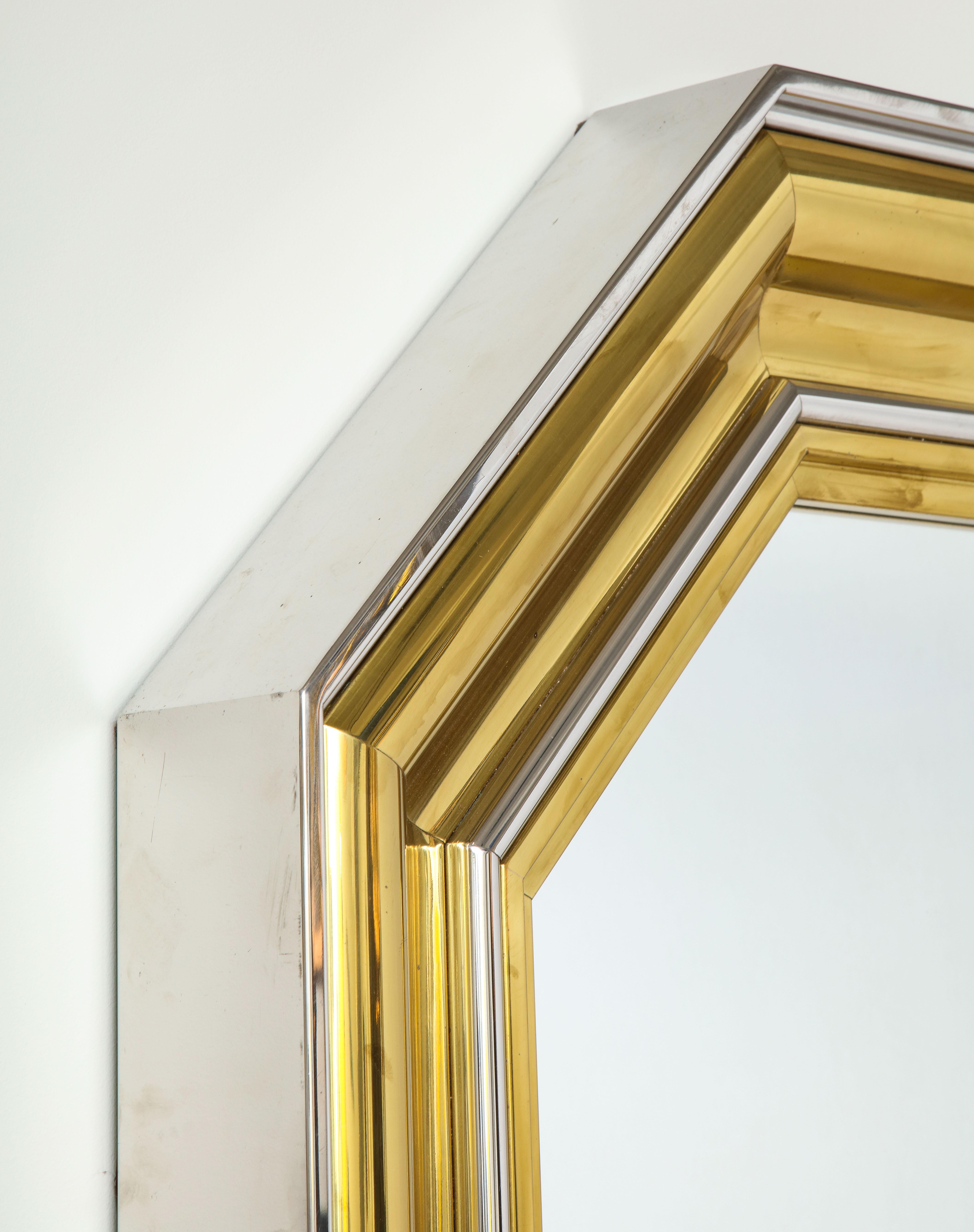Fin du 20e siècle Sandro Petti paire rare de miroirs octogonaux à grande échelle des années 1970 pour Maison Jansen en vente