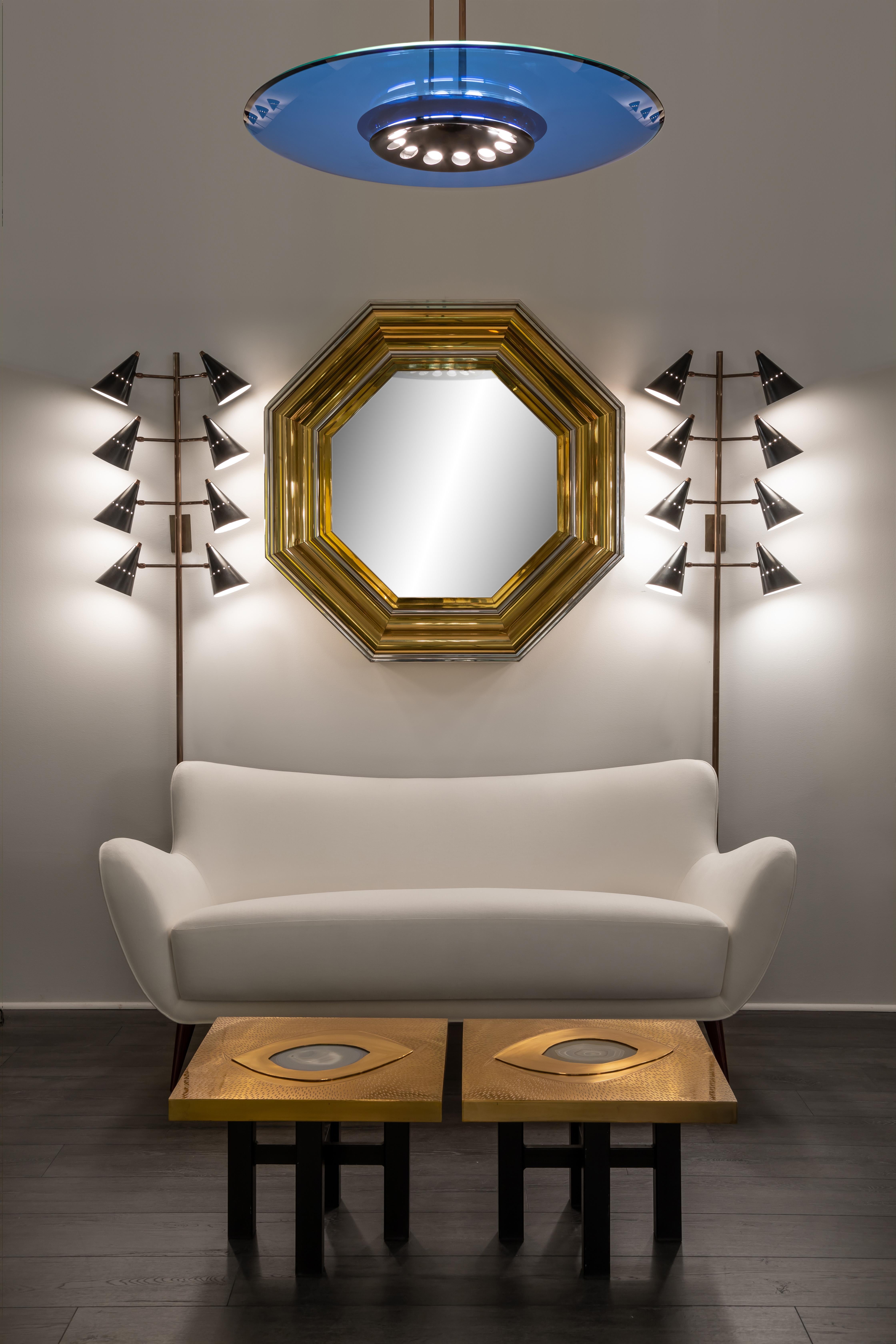 1970s Sandro Petti for Maison Jansen Rare Pair of Grand Scale Octagonal Mirrors For Sale 2