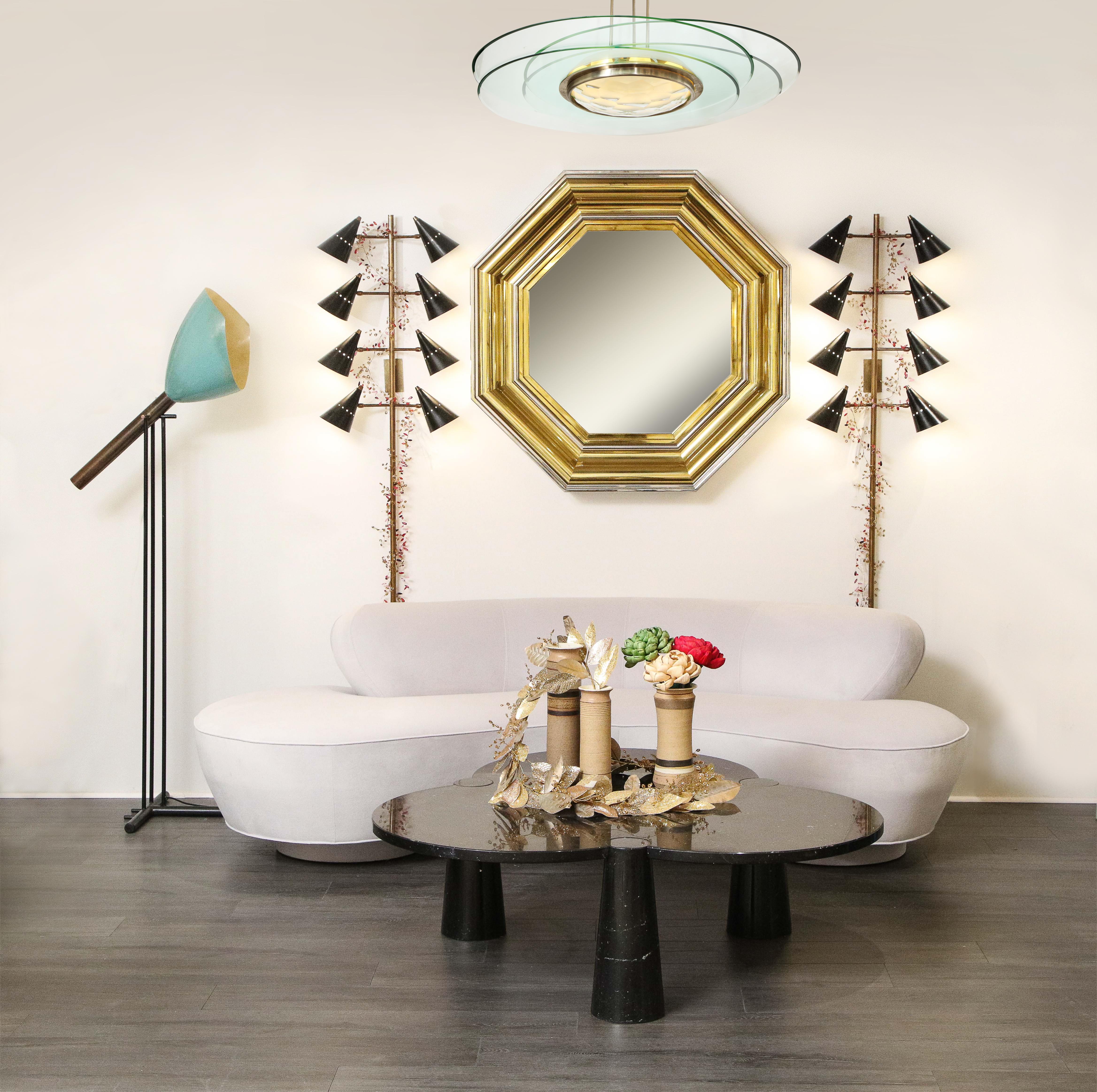 Sandro Petti paire rare de miroirs octogonaux à grande échelle des années 1970 pour Maison Jansen en vente 2