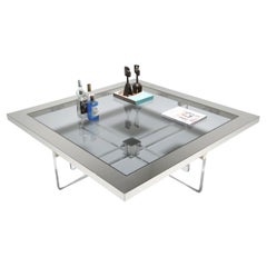 Sandro Petti Lucite, Steel, Brass and Glass Mid-century Italian Coffee Table