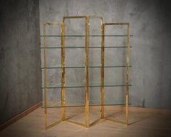 Sandro Petti Made in Italy Brass and Glass Bookcase/Vitrines, 1970