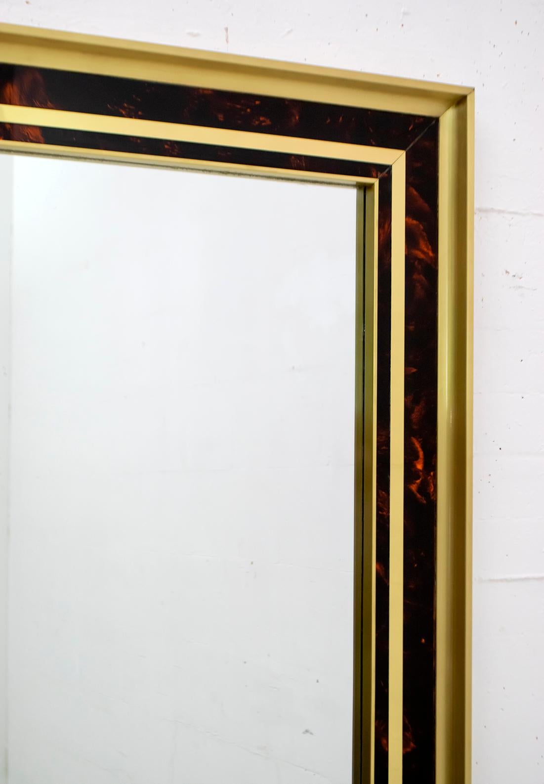 Sandro Petti Midcentury Italian Brass and Celluloid Mirror by 