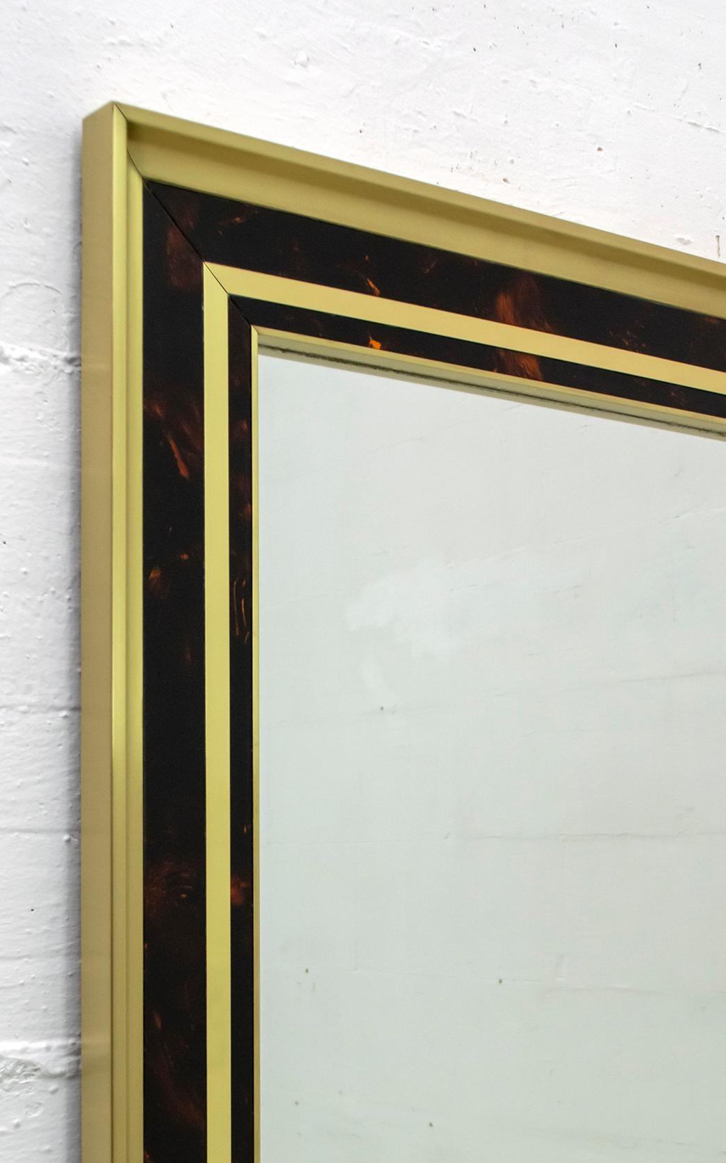 Late 20th Century Sandro Petti Midcentury Italian Brass and Celluloid Mirror by 