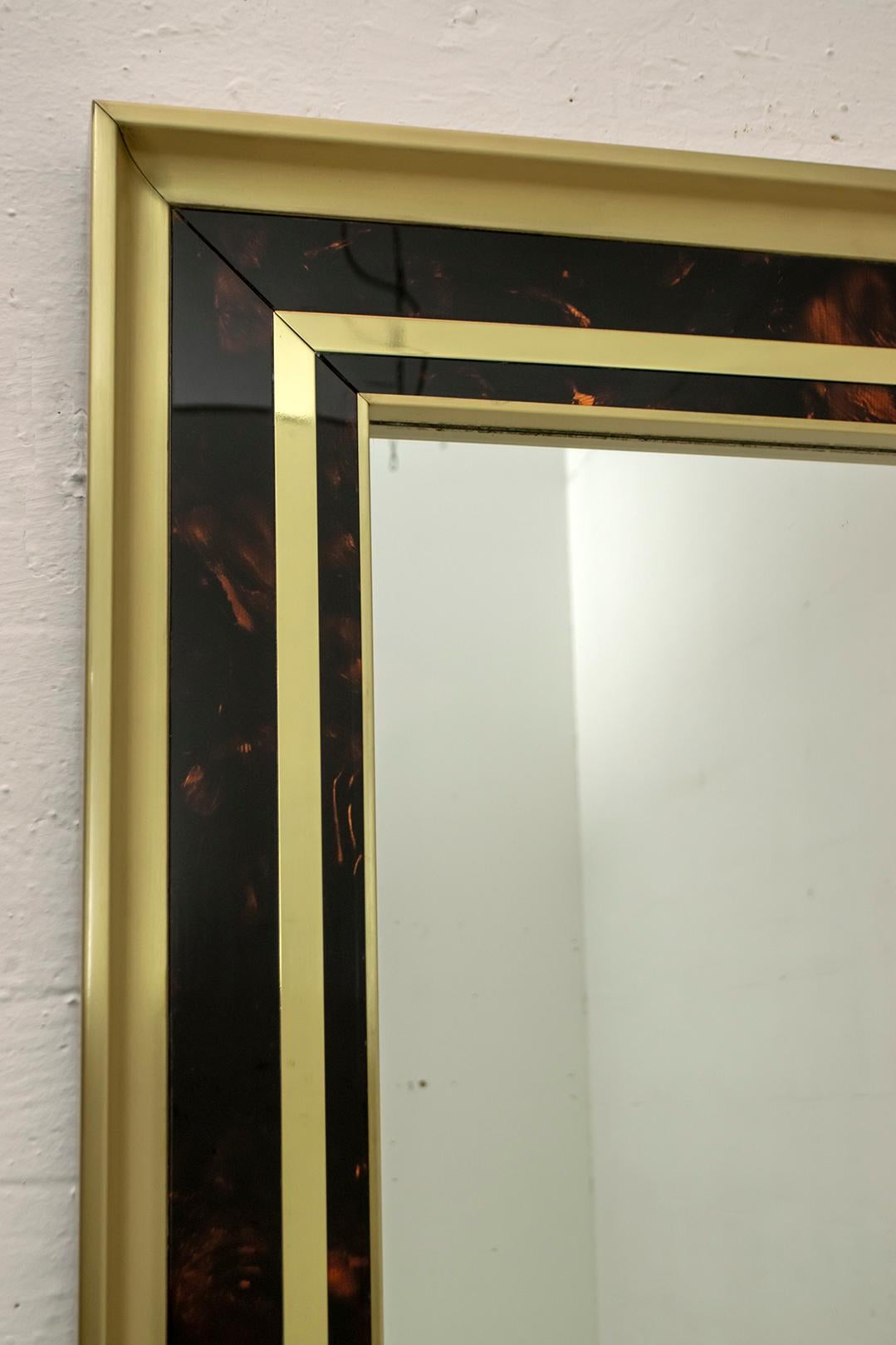 Sandro Petti Midcentury Italian Brass and Celluloid Mirror by 