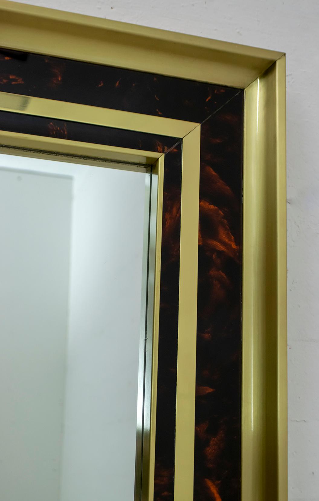 Sandro Petti Midcentury Italian Brass and Celluloid Mirror by 