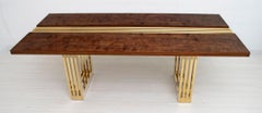 Sandro Petti Midcentury Italian Brass and Walnut Dining Table by "MetalArt"