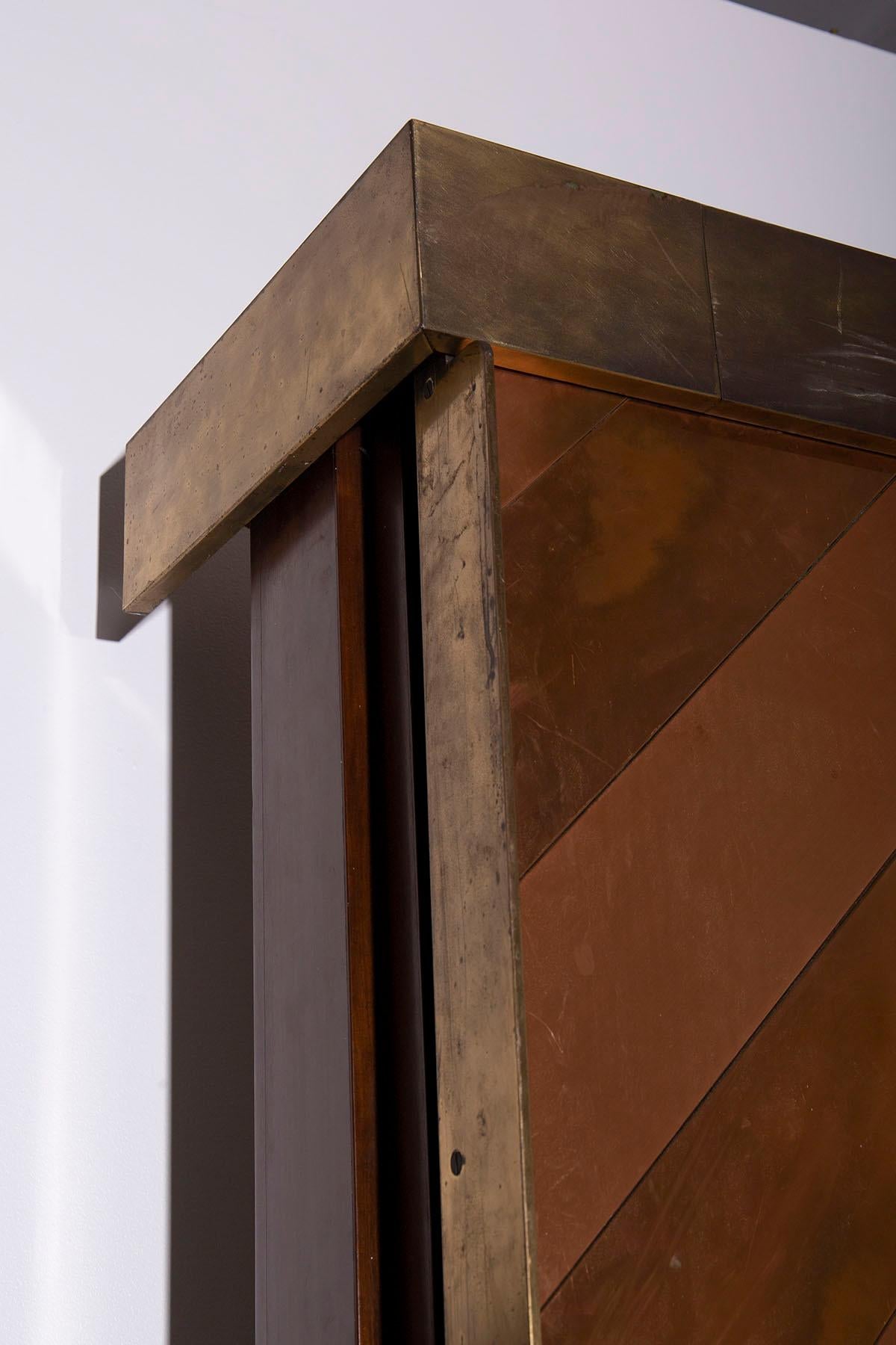 Mid-20th Century Sandro Petti Rare Entrance Furniture in brass and copper For Sale
